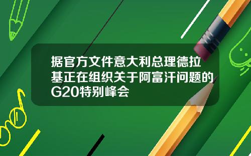 据官方文件意大利总理德拉基正在组织关于阿富汗问题的G20特别峰会