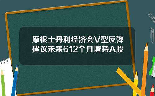 摩根士丹利经济会V型反弹建议未来612个月增持A股