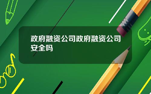 政府融资公司政府融资公司安全吗