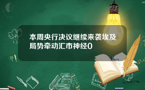 本周央行决议继续来袭埃及局势牵动汇市神经0