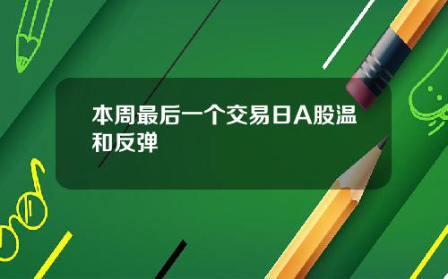 本周最后一个交易日A股温和反弹