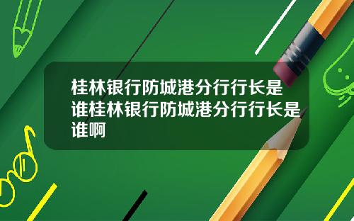 桂林银行防城港分行行长是谁桂林银行防城港分行行长是谁啊