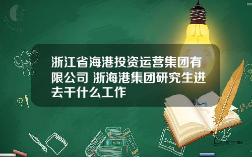 浙江省海港投资运营集团有限公司 浙海港集团研究生进去干什么工作