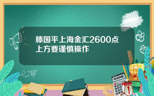滕国平上海金汇2600点上方要谨慎操作