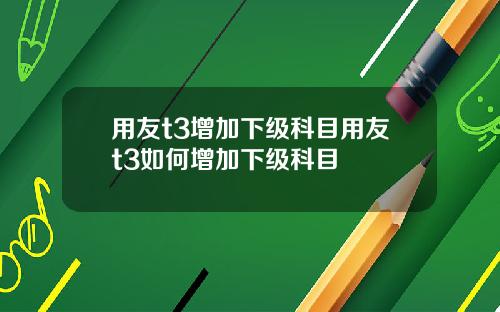 用友t3增加下级科目用友t3如何增加下级科目