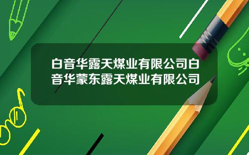 白音华露天煤业有限公司白音华蒙东露天煤业有限公司