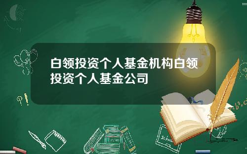 白领投资个人基金机构白领投资个人基金公司