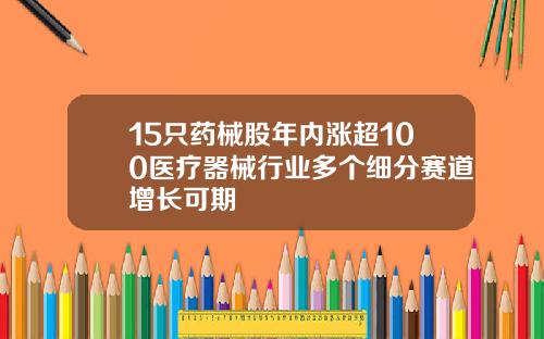 15只药械股年内涨超100医疗器械行业多个细分赛道增长可期