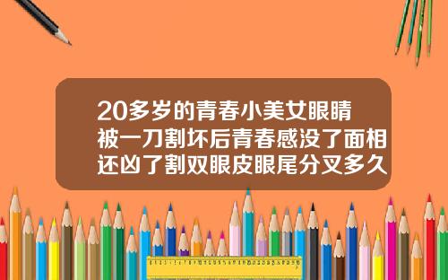 20多岁的青春小美女眼睛被一刀割坏后青春感没了面相还凶了割双眼皮眼尾分叉多久可以恢复