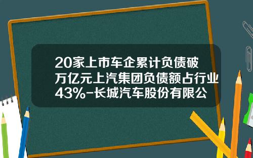 20家上市车企累计负债破万亿元上汽集团负债额占行业43%-长城汽车股份有限公司资产负债表【新闻】.