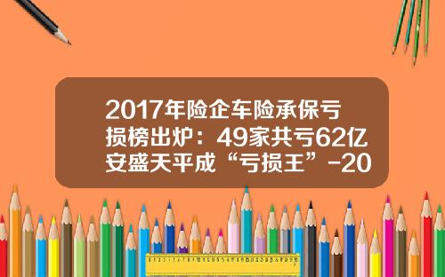 2017年险企车险承保亏损榜出炉：49家共亏62亿安盛天平成“亏损王”-2015年安盛天平保险公司排名多少.