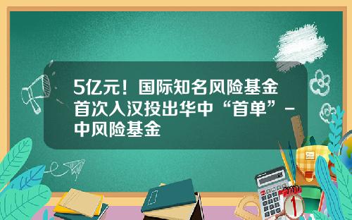 5亿元！国际知名风险基金首次入汉投出华中“首单”-中风险基金