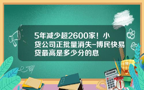 5年减少超2600家！小贷公司正批量消失-博民快易贷最高是多少分的息