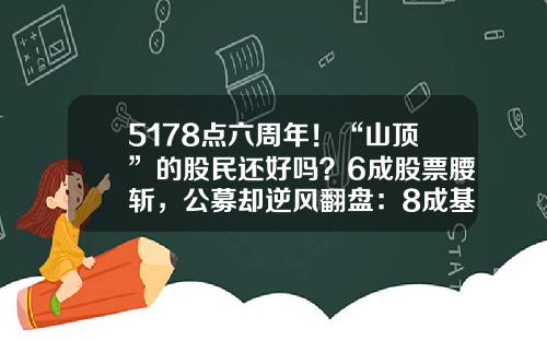 5178点六周年！“山顶”的股民还好吗？6成股票腰斩，公募却逆风翻盘：8成基金正收益，更有86只翻倍#热点复盘#-晨星资讯股票数据分析员