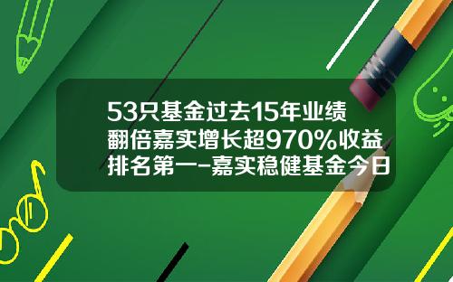 53只基金过去15年业绩翻倍嘉实增长超970%收益排名第一-嘉实稳健基金今日净值