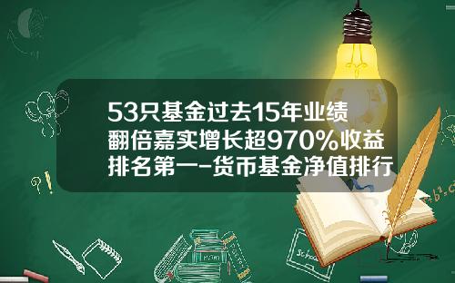 53只基金过去15年业绩翻倍嘉实增长超970%收益排名第一-货币基金净值排行