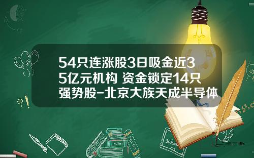 54只连涨股3日吸金近35亿元机构+资金锁定14只强势股-北京大族天成半导体技术有限公司