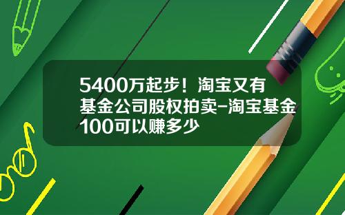 5400万起步！淘宝又有基金公司股权拍卖-淘宝基金100可以赚多少