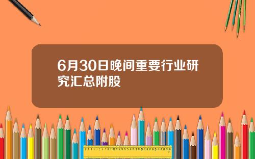 6月30日晚间重要行业研究汇总附股