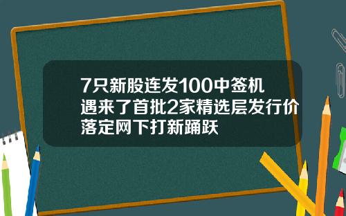 7只新股连发100中签机遇来了首批2家精选层发行价落定网下打新踊跃