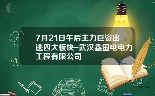7月21日午后主力巨资出逃四大板块-武汉鑫国电电力工程有限公司