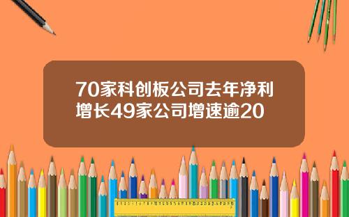 70家科创板公司去年净利增长49家公司增速逾20