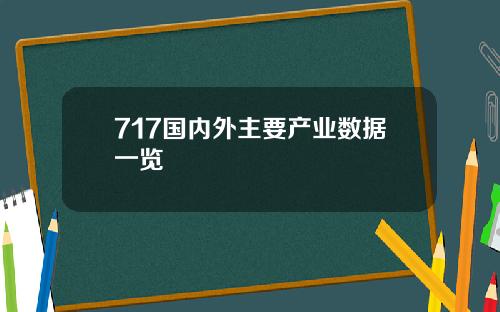 717国内外主要产业数据一览