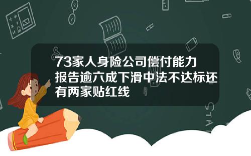 73家人身险公司偿付能力报告逾六成下滑中法不达标还有两家贴红线