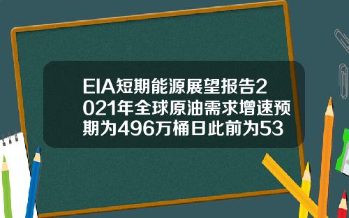 EIA短期能源展望报告2021年全球原油需求增速预期为496万桶日此前为533万桶日【推荐】