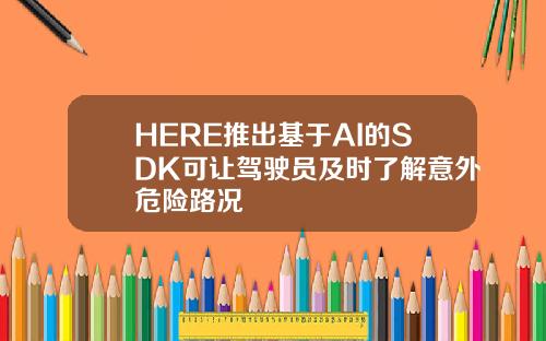 HERE推出基于AI的SDK可让驾驶员及时了解意外危险路况