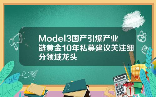 Model3国产引爆产业链黄金10年私募建议关注细分领域龙头