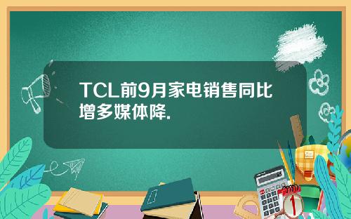 TCL前9月家电销售同比增多媒体降.
