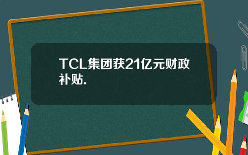 TCL集团获21亿元财政补贴.