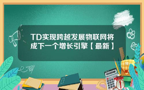 TD实现跨越发展物联网将成下一个增长引擎【最新】