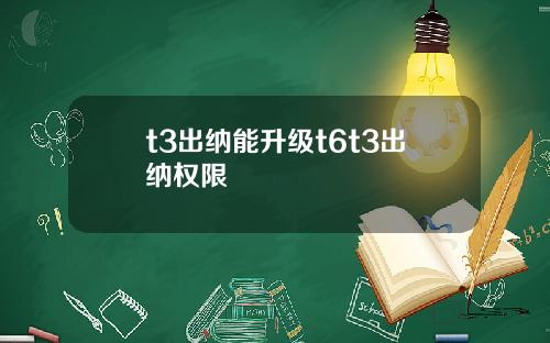 t3出纳能升级t6t3出纳权限