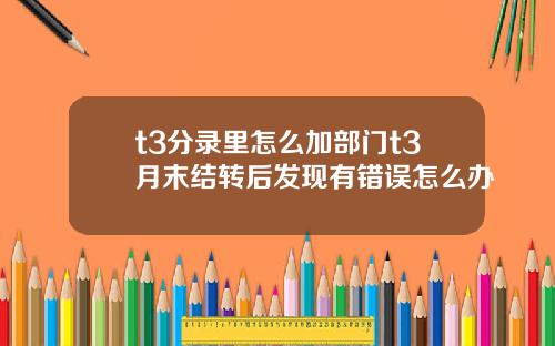 t3分录里怎么加部门t3月末结转后发现有错误怎么办
