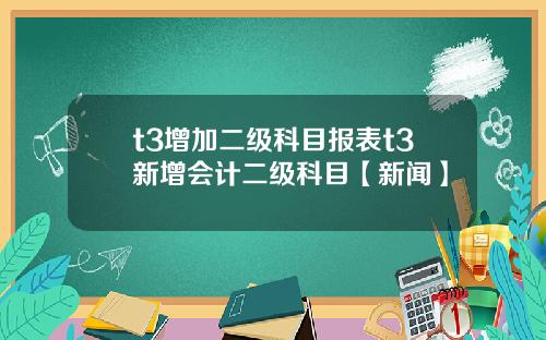 t3增加二级科目报表t3新增会计二级科目【新闻】