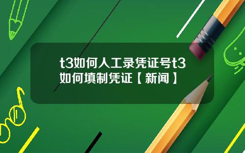 t3如何人工录凭证号t3如何填制凭证【新闻】