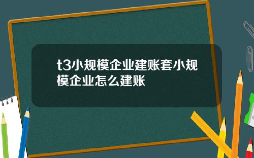 t3小规模企业建账套小规模企业怎么建账