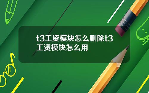 t3工资模块怎么删除t3工资模块怎么用