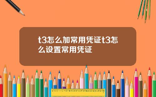 t3怎么加常用凭证t3怎么设置常用凭证