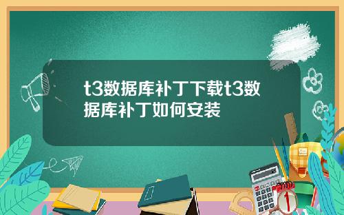 t3数据库补丁下载t3数据库补丁如何安装