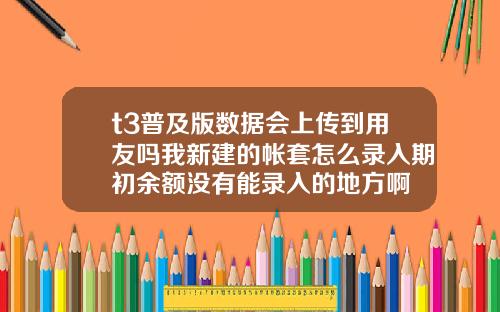 t3普及版数据会上传到用友吗我新建的帐套怎么录入期初余额没有能录入的地方啊