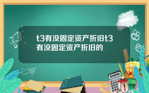 t3有没固定资产折旧t3有没固定资产折旧的