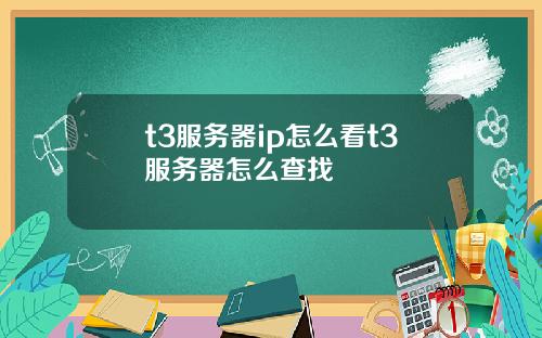 t3服务器ip怎么看t3服务器怎么查找
