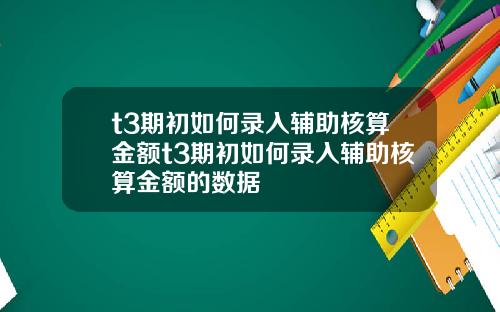 t3期初如何录入辅助核算金额t3期初如何录入辅助核算金额的数据