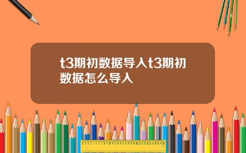 t3期初数据导入t3期初数据怎么导入