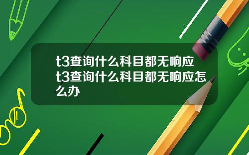 t3查询什么科目都无响应t3查询什么科目都无响应怎么办