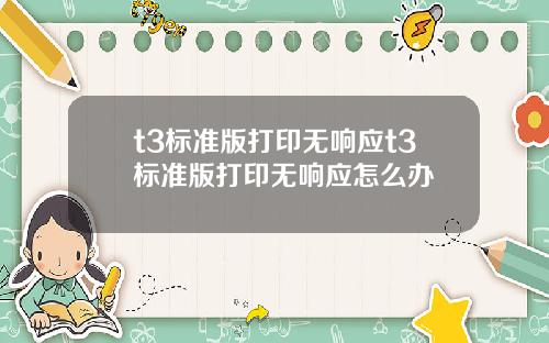 t3标准版打印无响应t3标准版打印无响应怎么办