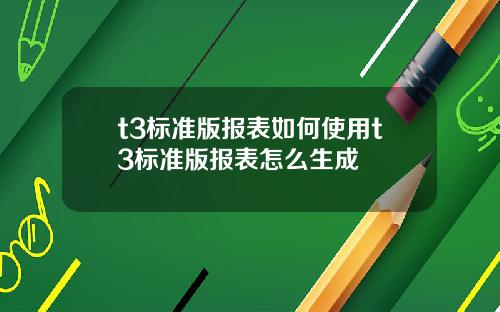 t3标准版报表如何使用t3标准版报表怎么生成